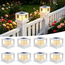 Solar Powered LED Deck Post Cap Lights Outdoor Garden Fence Lamp For 4*4 6*6''