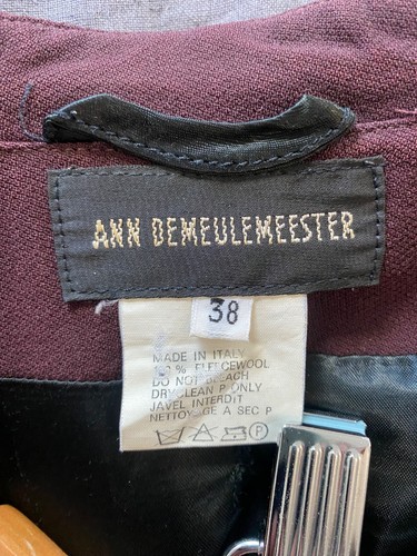 Ann Demeulemeester, Ann Demeulemeester Designer Burgundy Vintage Wool Jacket. Size38