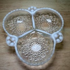Fenton Hobnail French Opalescent 3-Part Relish Dish