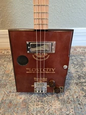 Cigar Box Guitar 3-String Metal Frets, Piezo Sound Pickup, LOST CITY