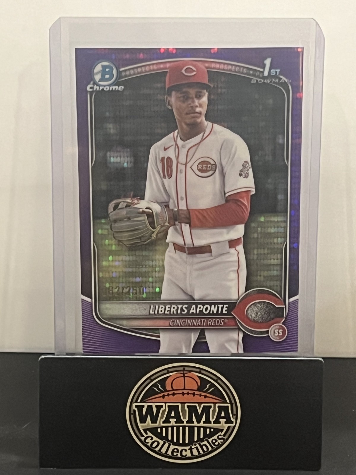 2025 Bowman Chrome Liberts Aponte 1st Bowman Purple Pulsar /250 Reds