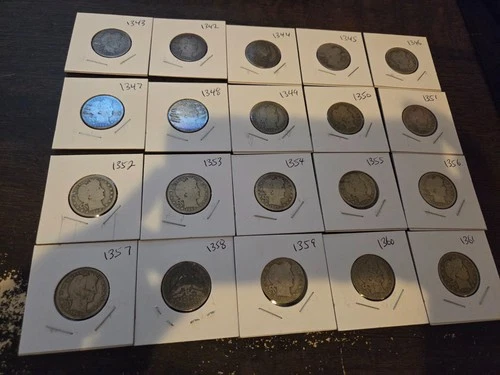 20 x Barber Quarters 90% Silver 5$ Face Value COIN INFLATION HEDGE #47