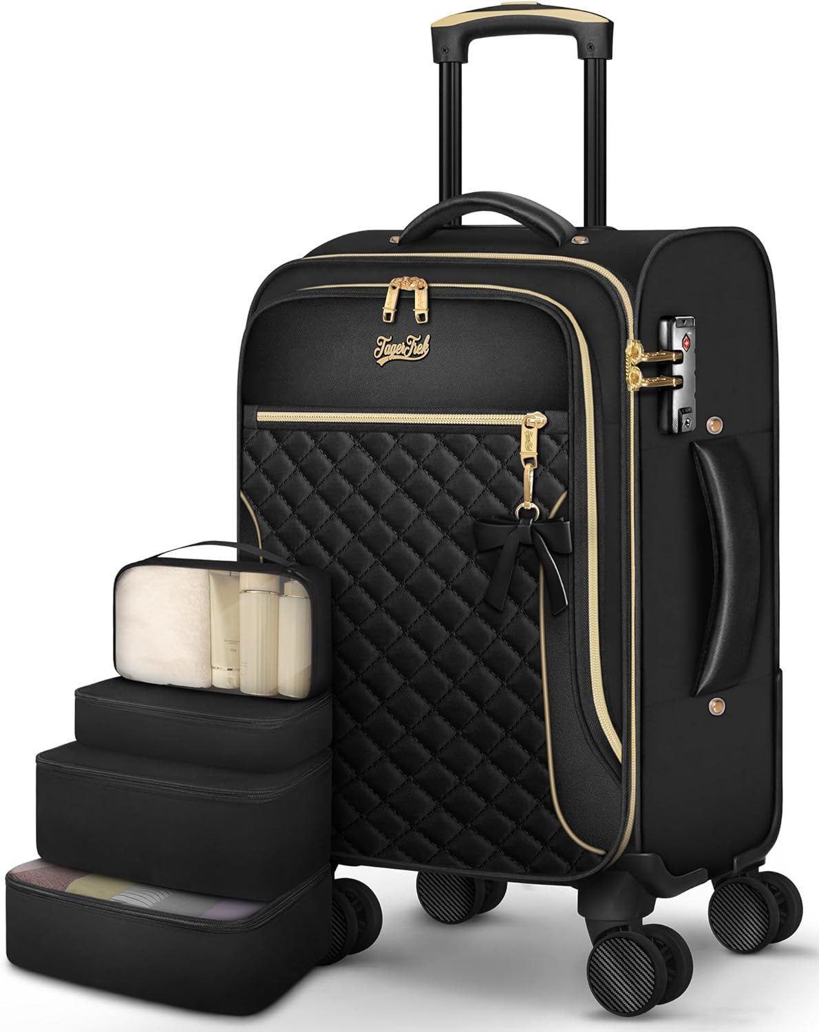 22x14x9 Airline Approved, 20 Inch Softside Suitcase With 4 P