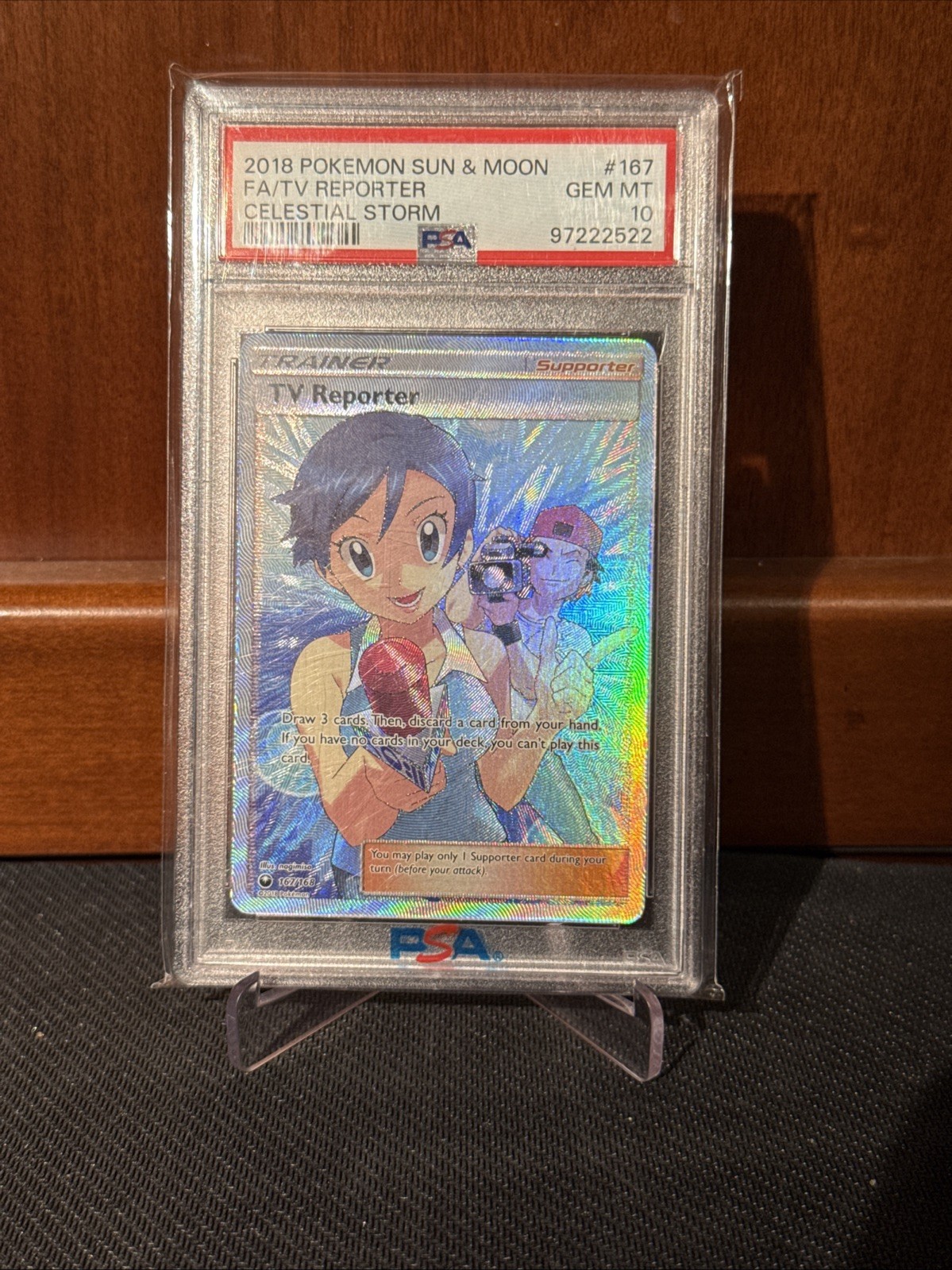 PSA 10 GEM MINT 2018 Pokemon Sun & Moon Celestial Storm 167 Full Art TV Reporter