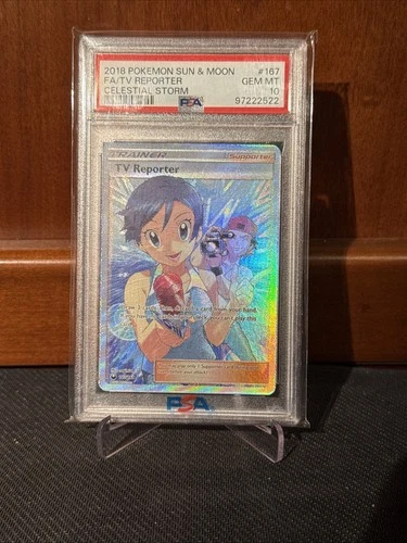 PSA 10 GEM MINT 2018 Pokemon Sun & Moon Celestial Storm 167 Full Art TV Reporter