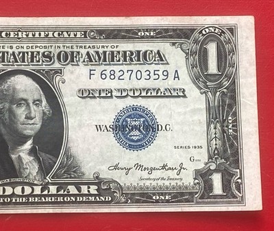 1935 $1 One Dollar Plain DOUBLE DATE Silver Certificate Circulated