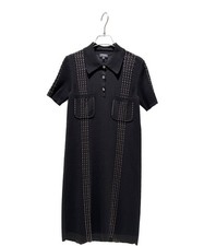 CHANEL Knit Dress/ Black x Beige/ Size: 38