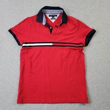 Tommy Hilfiger Polo Mens Small Red Slim Fit Embroidery Shirt