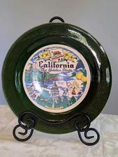VTG Homer Laughlin Nautilus California Plate Green Border USA 9" Collector 