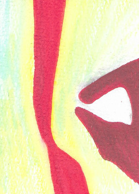 ACEO ATC CARD ''Flora in Red 7'' REASOR Original Abstract Painting 2.5x3.5