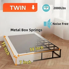 7 Inch Twin Metal Box Spring,Heavy Duty Bed Foundation, Easy Assembly,Non-Slip