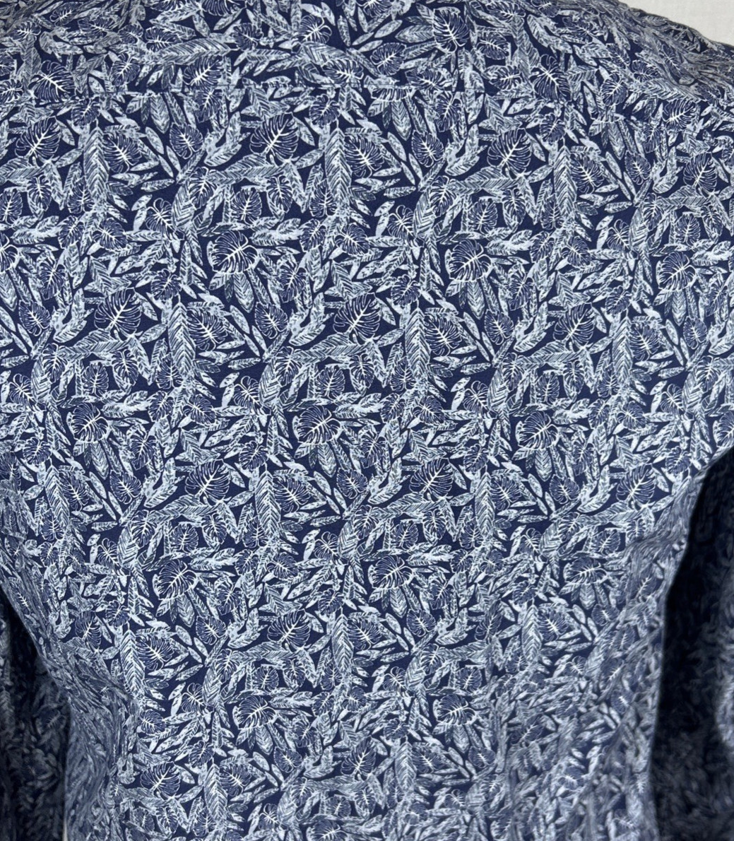 Marc Anthony Extra Slim Fit Men's M Button Down Long Sleeve Shirt Blue Floral