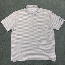 Johnnie O Polo Shirt Mens Large White Pink Floral Golf Performance