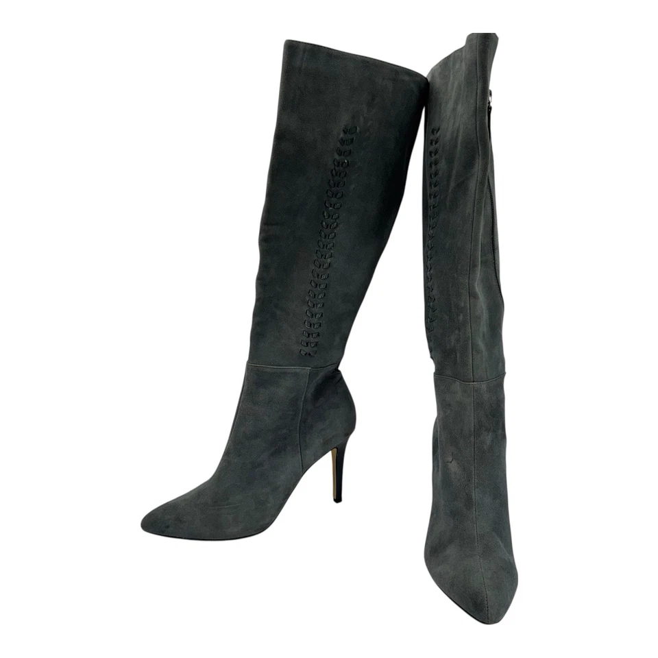 White House Black Market Suede Side Zip Knee High Grey Boots Womens Kenyon 7.5M - Image 4 of 4