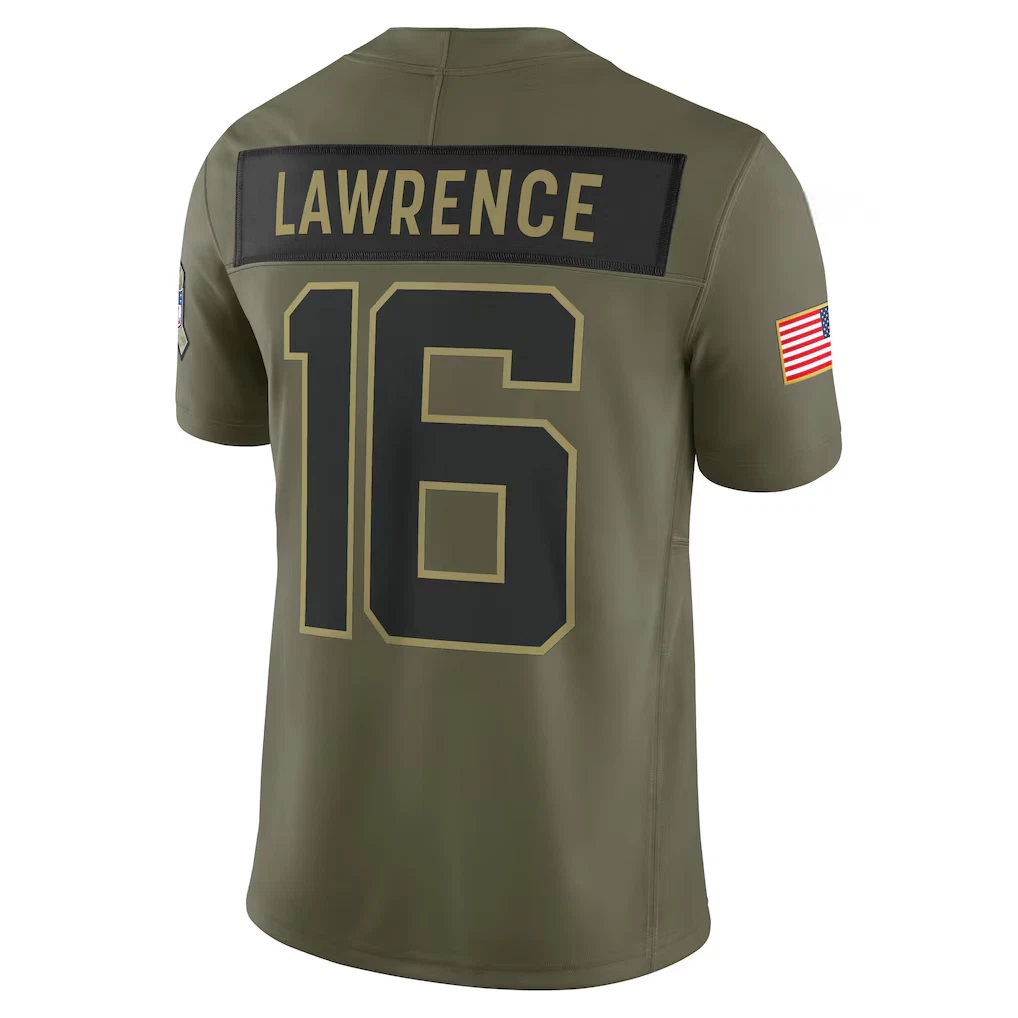 Jaguars Men's #16 Trevor Lawrence Olive 2025 Salute to Service Jersey