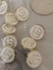 Lot Of 10  Small Gucci buttons 13mm Gold Tone Gg Designer Button Replacement 
