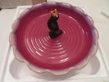 Tumbleweed Pottery Pie Plate w/ Pie Bird Cranberry Red w/ Scalloped Edges NOB