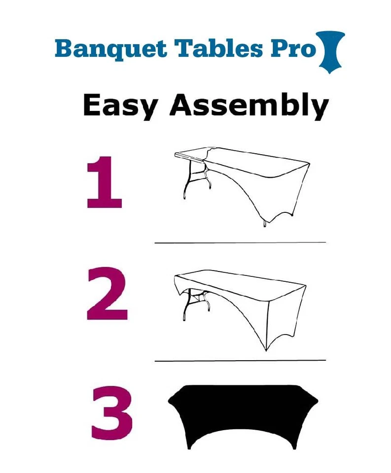 Paquete de 2 cubiertas de mesa de entrenamiento elásticas de 6 pies y 18 pulgadas de ancho de Banquet Tables Pro Foto 2 de 4