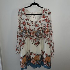 Free People Floral Long Sleeve MODERN CHINOISERIE Dress Size L