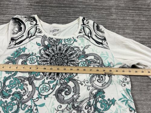 Style & Co Sport Top Womens 1X Multicolor Bedazzled Graphic 3/4 Sleeve - Picture 4 of 12