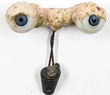 Vintage German Antique Hand Blown Rocker Glass Doll Eyes Blue Oval Shaped BBI-3