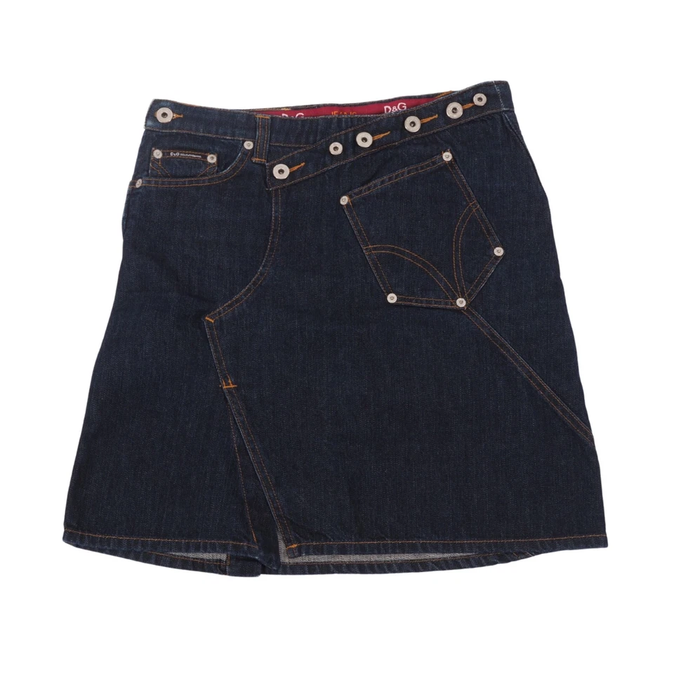 Falda Denim Oscura Asimétrica Dolce & Gabbana Vintage Años 90 Para Mujer Y2K IT 40 / US 4 Foto 3 de 4