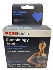 cvs kinesiology tape royal blue 20 elastic pre-cut strips 5cm x 5m