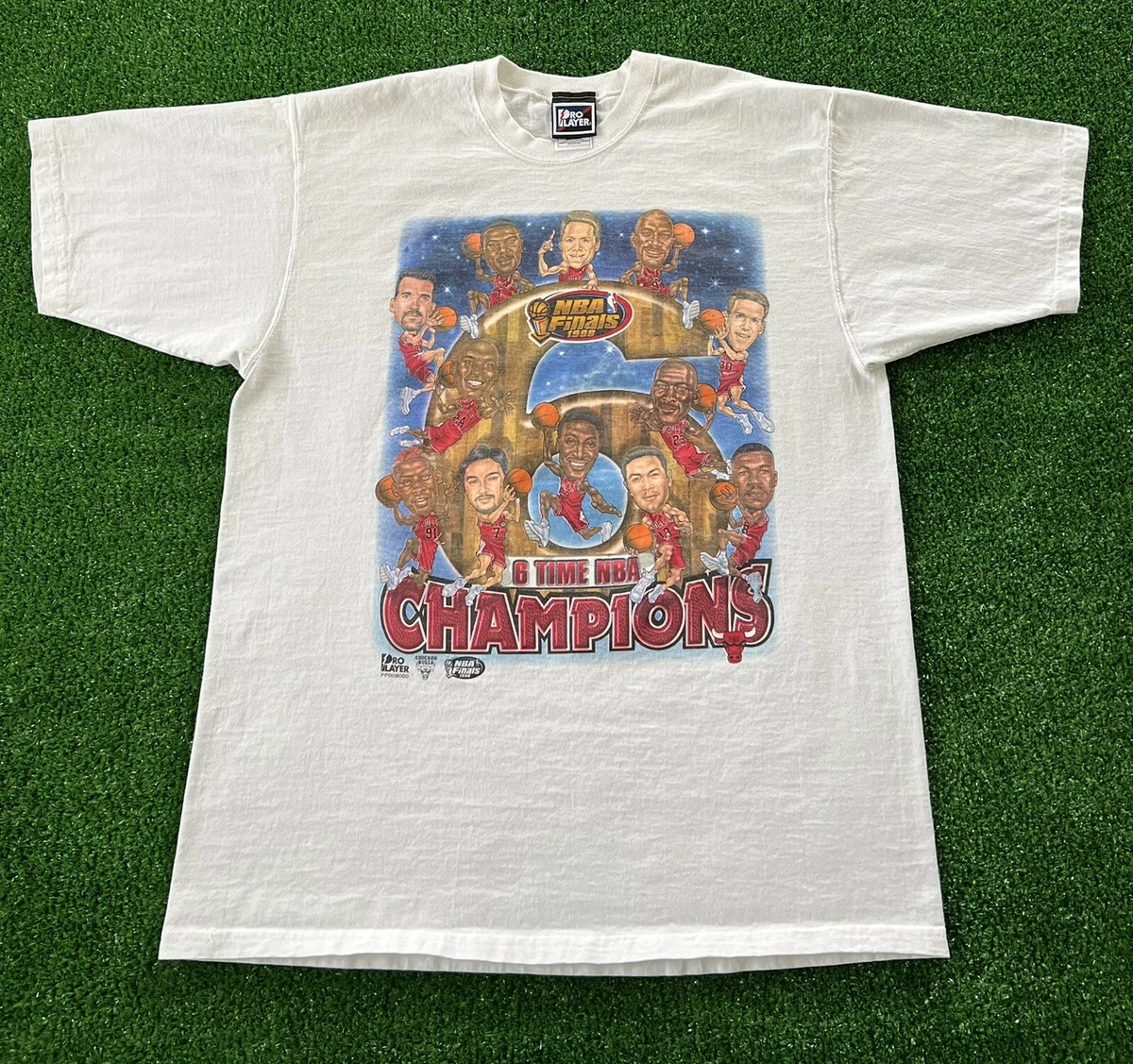 VTG 1998 Chicago Bulls Caricature NBA Champions Pro Player T-Shirt