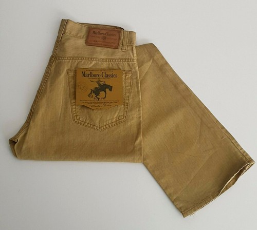 Marlboro Pantalone Gessato Cotone e Lino Jeans Uomo Senape Regular Fit -50  % | eBay