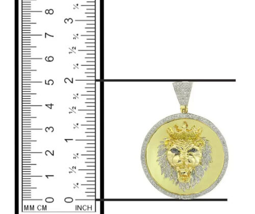 2CT Round Cut Real Moissanite Lion King Men's Pendant 14K Yellow Gold plated - Picture 3 of 6