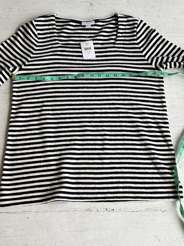 J.Jill Navy& Cream Nautical Striped Cotton Pullover Sweater.3/4 Sleeve Small.NEW - Picture 15 of 20