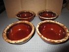 VINTAGE HULL BROWN DRIP GLAZE POTTERY SET OF 4 FRUIT/DESSERT BOWLS--5.5"-MARKED