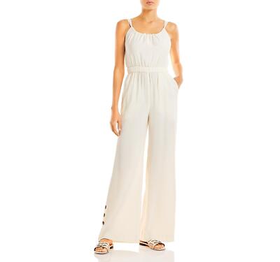 Jonathan Simkhai 307538 Women Serenity Wide Leg Jumpsuit, Cream, Size Medium