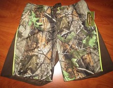NEW TEAM REAL TREE MENS OLIVE GREEN CAMOUFLAGE CAMO SWIM SHORTS SZ 32 34 36 38
