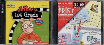Arthur's 1st Grade & Disney's 101 Dalmatians Print Studio Pc New XP Learn Create