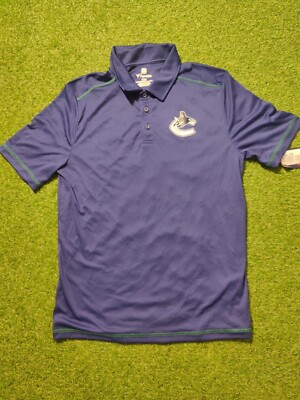 Fanatics Men's Blue Vancouver Canucks Authentic Polo Shirt NWT