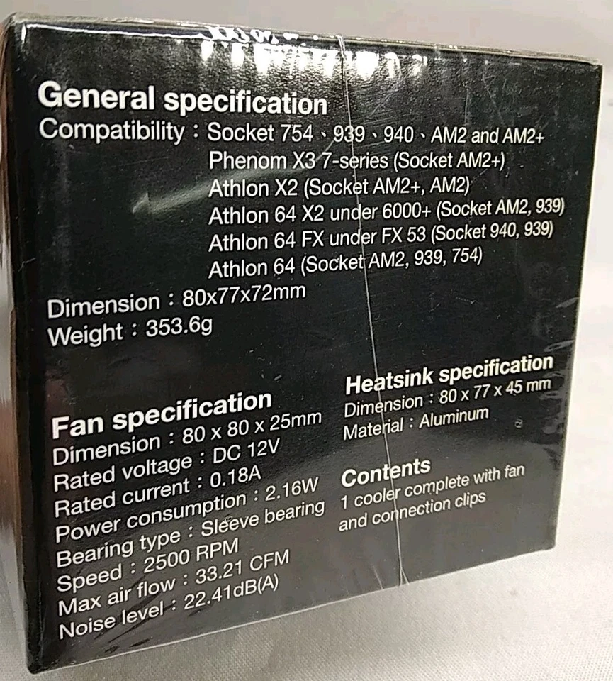 Rosewill Computer CPU Cooler RCX-Z80-AL For AMD K8 AM2 AM2+ Factory Sealed Box - Image 4 of 4
