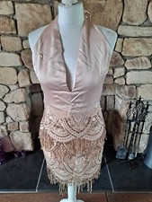 Love & Other Things Gold Halterneck Sequin Dress Size M BNWT