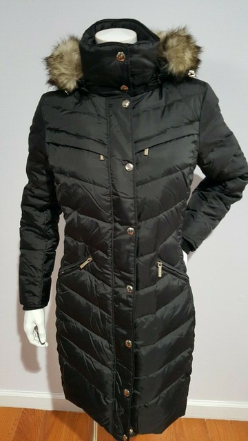 michael kors black down parka with hood