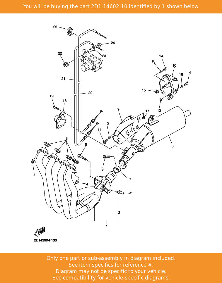 2013 YAMAHA FZS 1000 FAZER Exhaust Manifold 2D1-14602-10 for sale