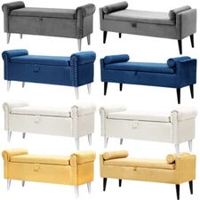 47" Modern Storage Bench Upholstered Ottoman for Bedroom End of Bed Footstool
