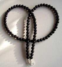 Turmalin Kette schwarz - 925 Silber - 165 Karat - 50 cm - Schörl - 6 mm - Black