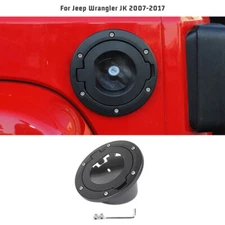 Fuel Filler Door Gas Tank Cap Transparent Cover For Jeep Wrangler JK 07-17 Black