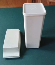 VTG Tupperware Beige Block Cheese Keeper Clear Lid No Tray and Butter Dish w/Lid