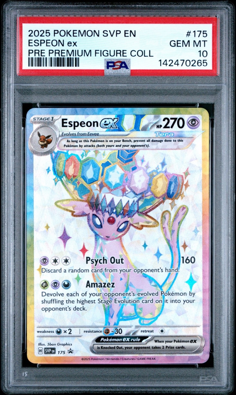 2025 Pokemon SVP En Espeon Ex Prismatic Evolution PRE Premium Figure #175 PSA 10