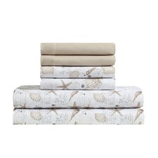 Caribbean Joe 6-Piece Sheet Set with Cooling Pillowcases, 10-inch Deep Pocket...