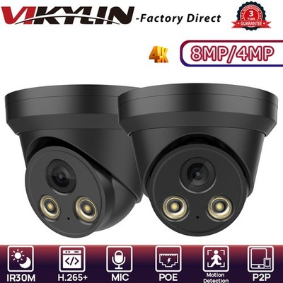 VIKYLIN Turret POE IR30M 4MP/8MP 4K IP CAMERA Black Security Factory Direct CCTV