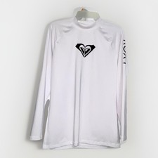 Roxy Whole Hearted Rash Guard Sun Shirt Womens XL White Black Logo Long Sleeve