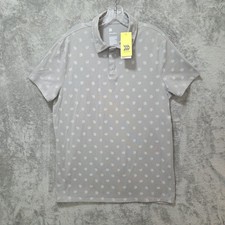 All In Motion Polo Shirt Mens Large Gray Quarter Hidden Button Short Sleeve