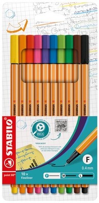 Fineliner Point 88 Pens Assorted Colors 10 PCS Set Art Drawing Sketching